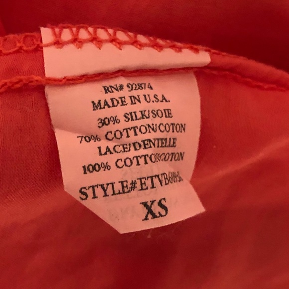 Anthro ELLA MOSS Coral Silk & Cotton Flowy Top EUC - Picture 8 of 8